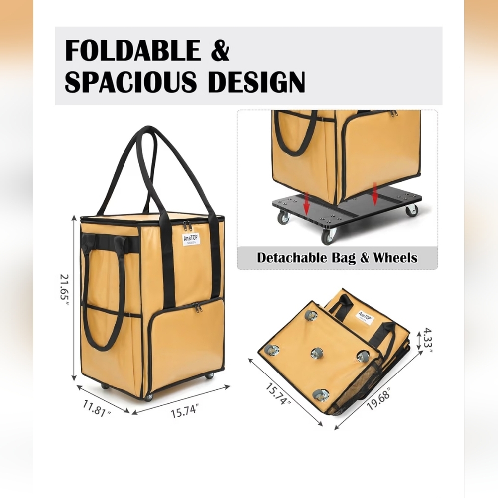 AnsTOP Gold(brown) and Black Rolling Bag - Picture 3 of 8